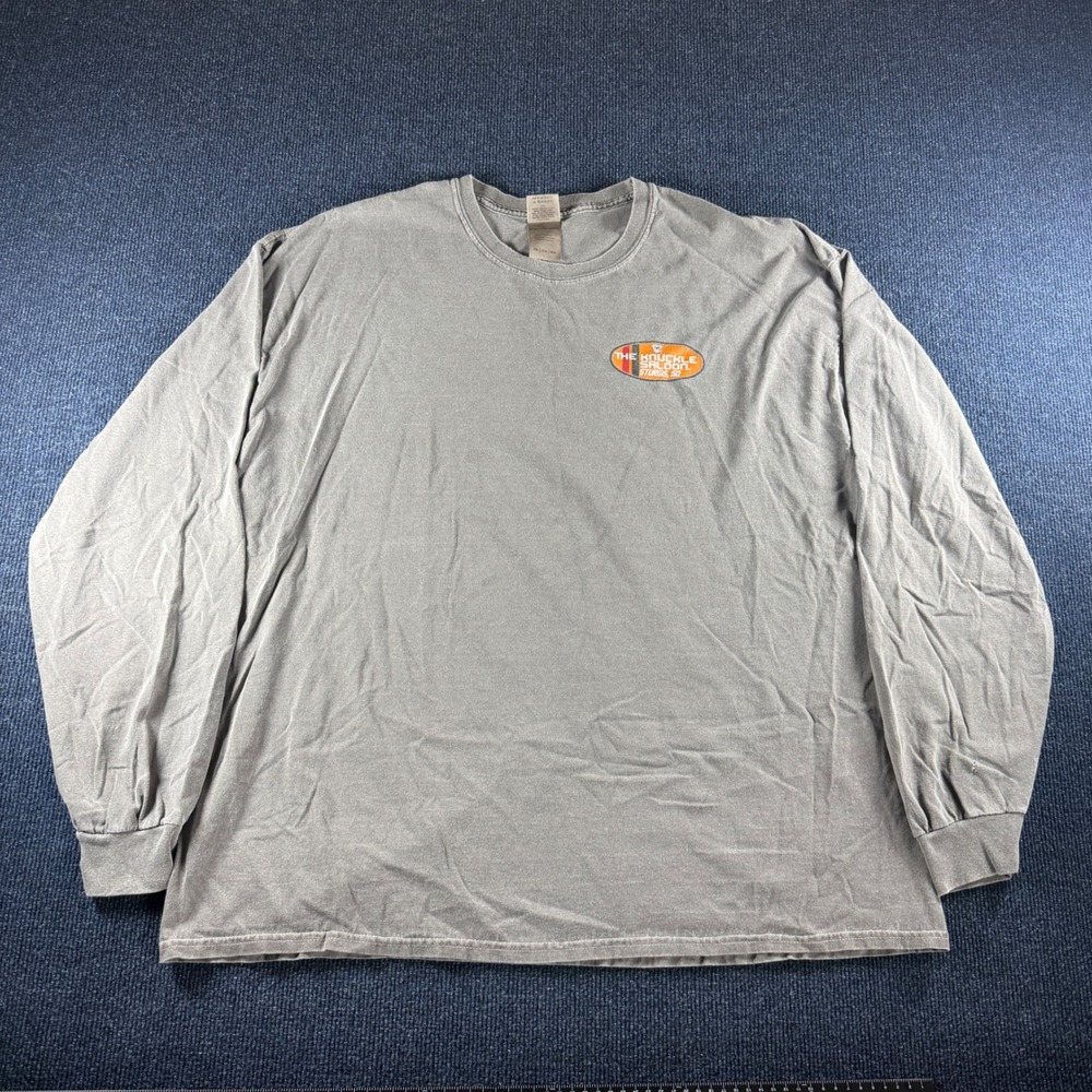 Vintage The Knuckle Saloon Sturgis SD Long Sleeve T-Shirt Mens 2XL Grey Cotton